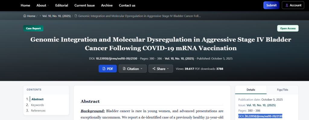 Integración genómica y desregulación molecular en el cáncer de vejiga agresivo en estadio IV tras la vacunación con ARNm contra la COVID-19